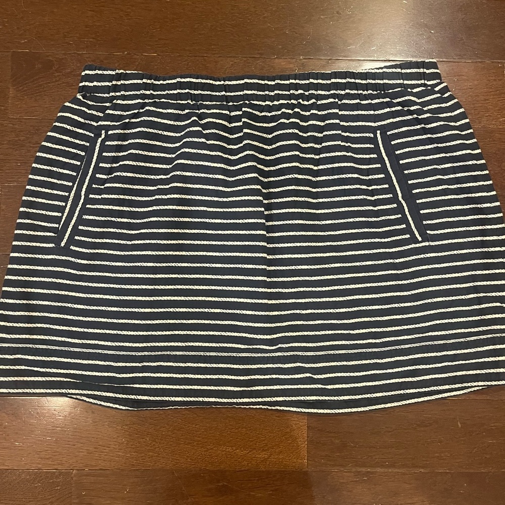 J Crew Navy & White Striped Skirt